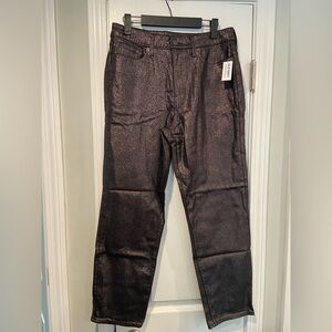 NWT Old Navy Size 12 Black Metallic Sparkle OG Straight Hight Rise Stretch Pants